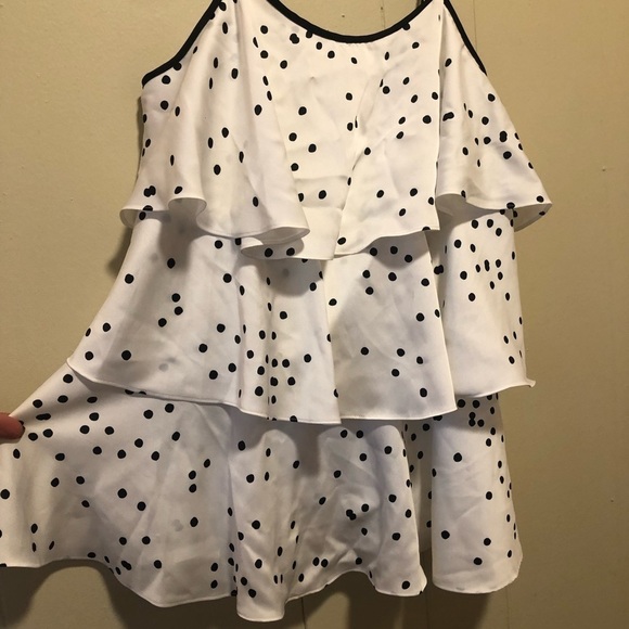 Kate Spade Satin Polka Dot Tiered Ruffle Chemise Tank Top Small - Picture 4 of 9